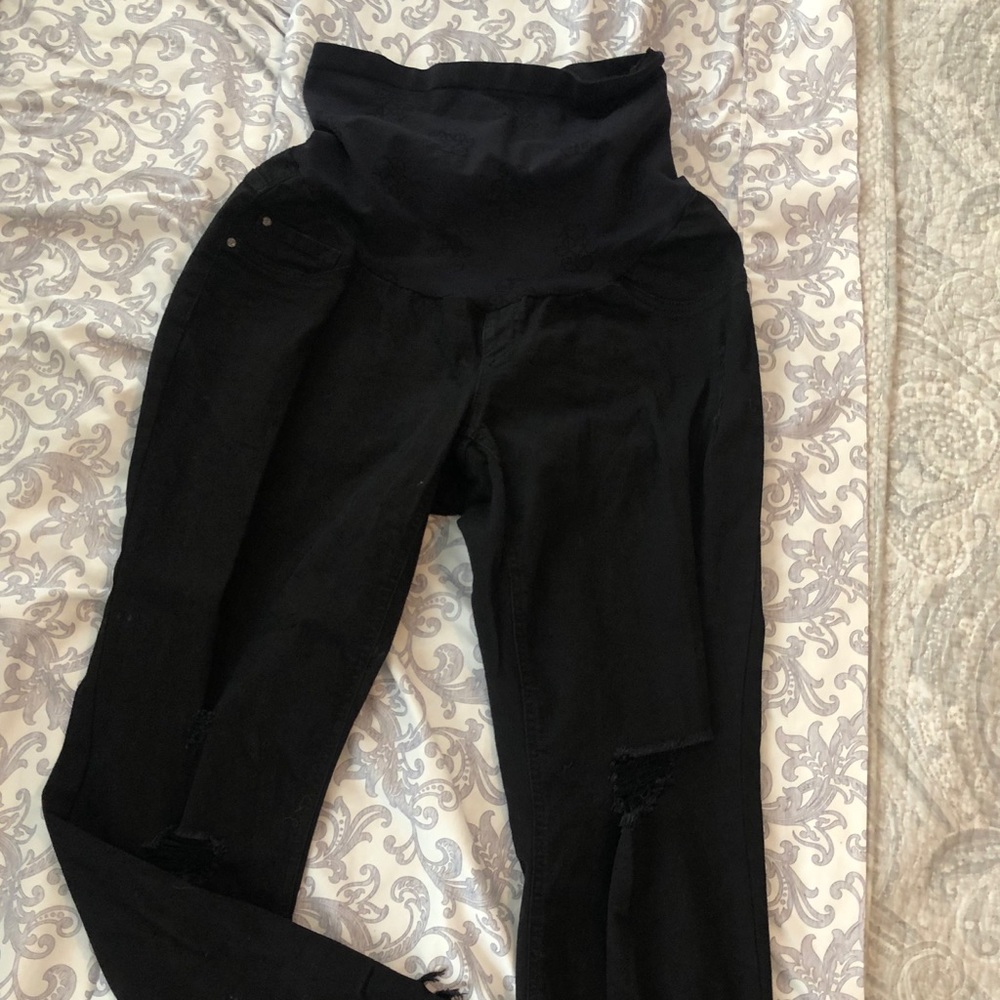 Jessica Simpson Black Distressed Maternity Jeans